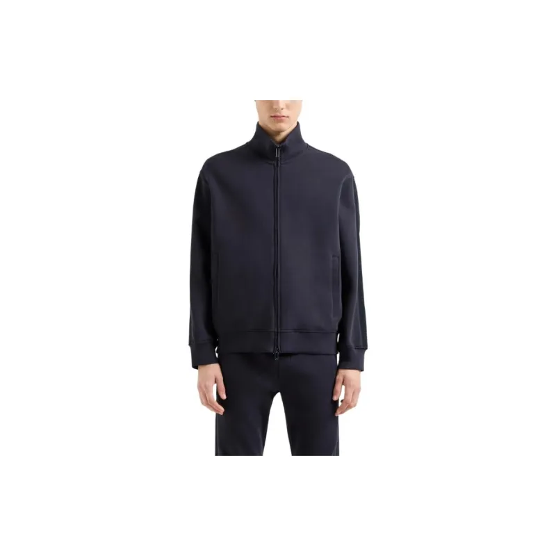 EMPORIO ARMANI Double jersey Full zip Sweatshirt With Embossed Logo Lettering Tape-1