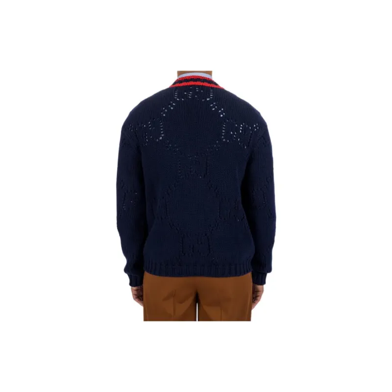 GUCCI Gg Perforated Wool Cardigan-2
