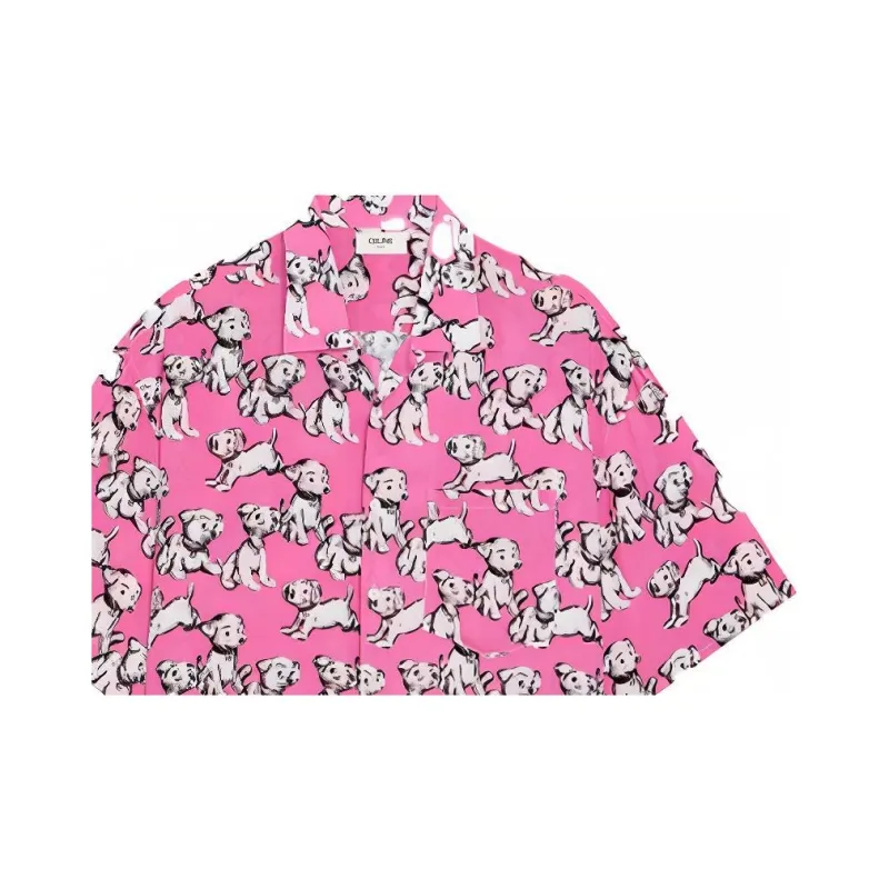 CELINE Hawaiian Shirt In Viscose With Artist Print-4