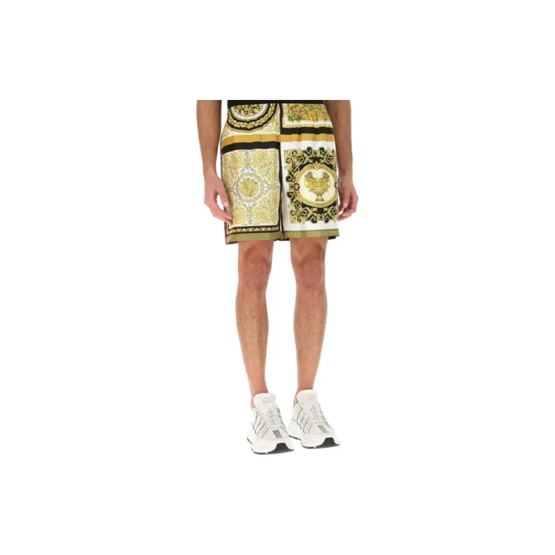 VERSACE Mixed Print Silk Shorts-3