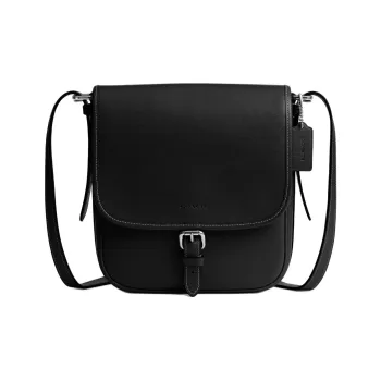 COACH Hitch Natural Grained Leather Shoulder Bag Crossbody Bag Medium Size Men's Black