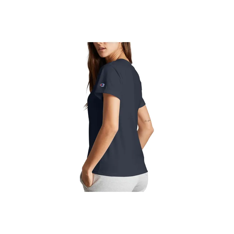 Champion Crew Neck Fitted Straight Short Sleeved T Shirt US Version Unisex Navy Blue-3