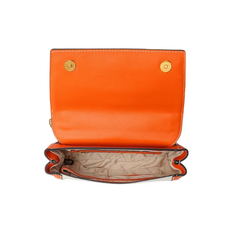 GUESS Fabric Portable Crossbody Bag Shoulder Bag Medium Size Women's Orange-3