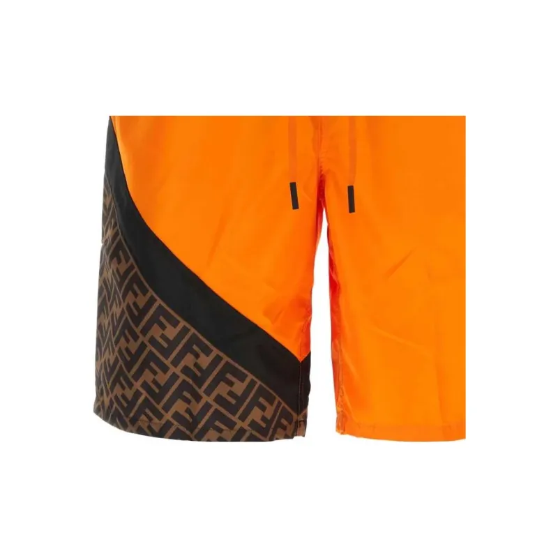 FENDI SS23 Men's Drawstring Swim Shorts Orange-3