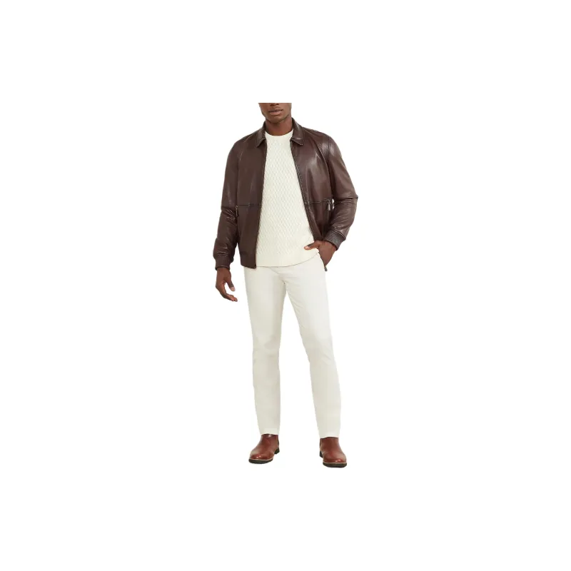 GUESS Dark Edged Leather Jacket Jackets Coats Men's Brown-3