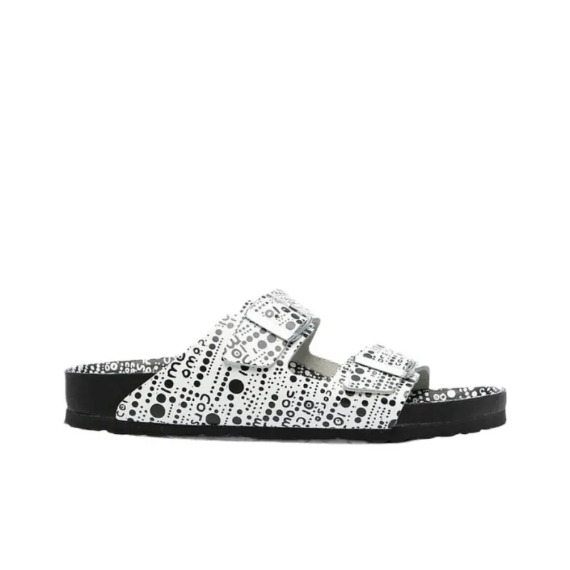 Birkenstock Slide Slippers Unisex Black White-1