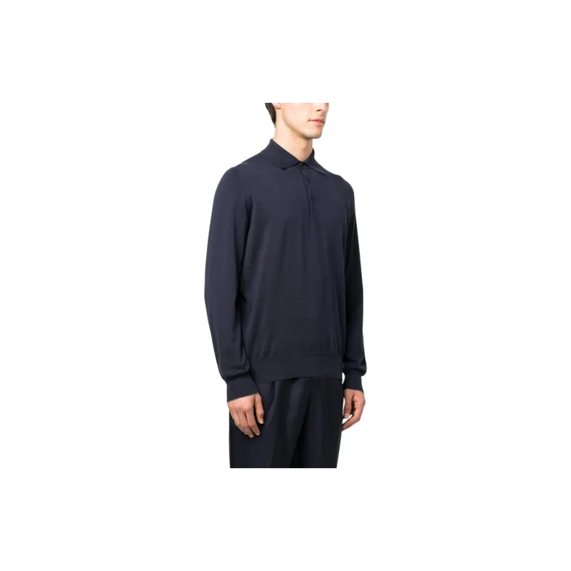 Brunello Cucinelli Long Sleeved Knitted Polo Shirt-1