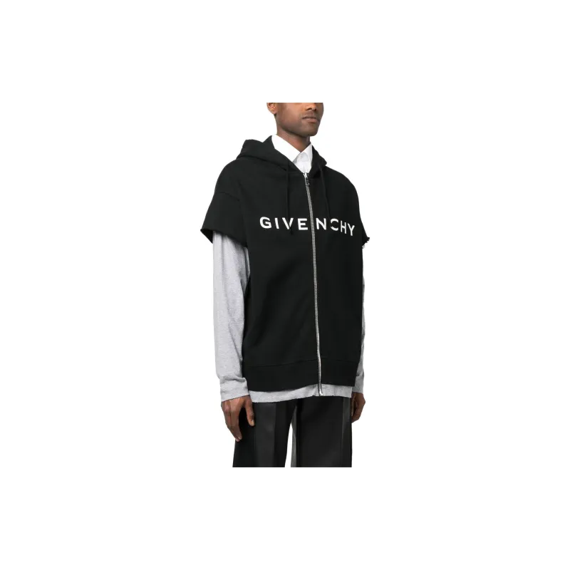 Givenchy Logo Printed Layered Zip Up Hoodie-4