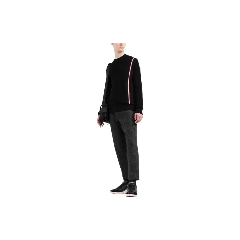 Moncler Stripe Ribbed Cotton Pullover Sweater-1