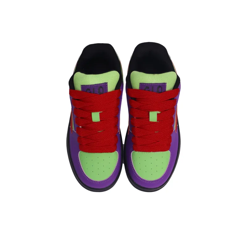GLO BULL Skateboard Shoes Unisex Low Top Green Purple Red-3