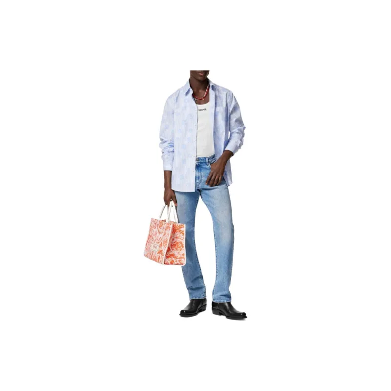 VERSACE Logo Patch Straight Leg Jeans-1