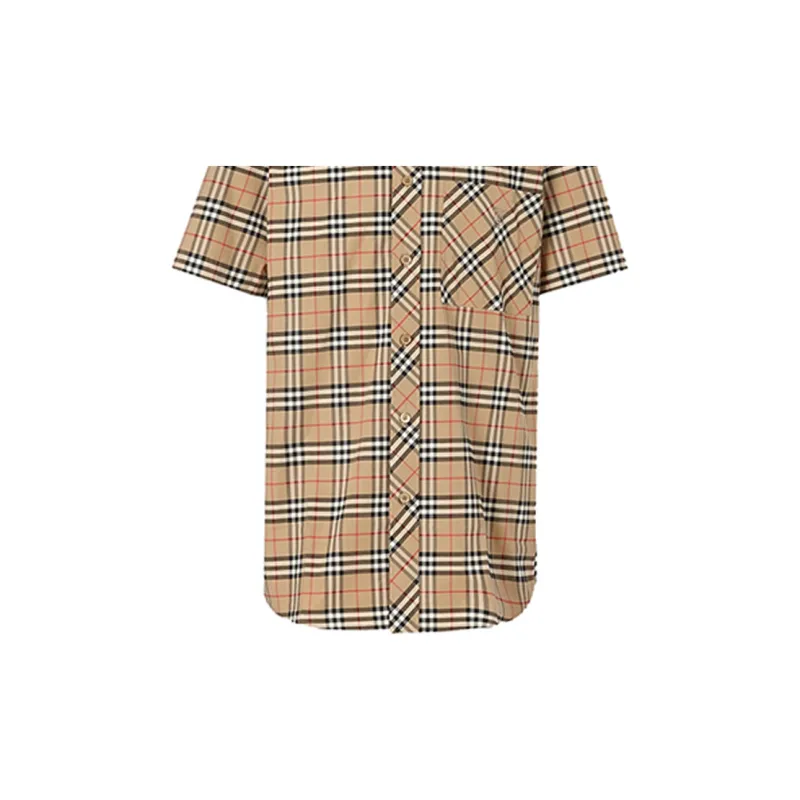 Burberry S/S Small Scale Check Stretch Cotton Shirt-5