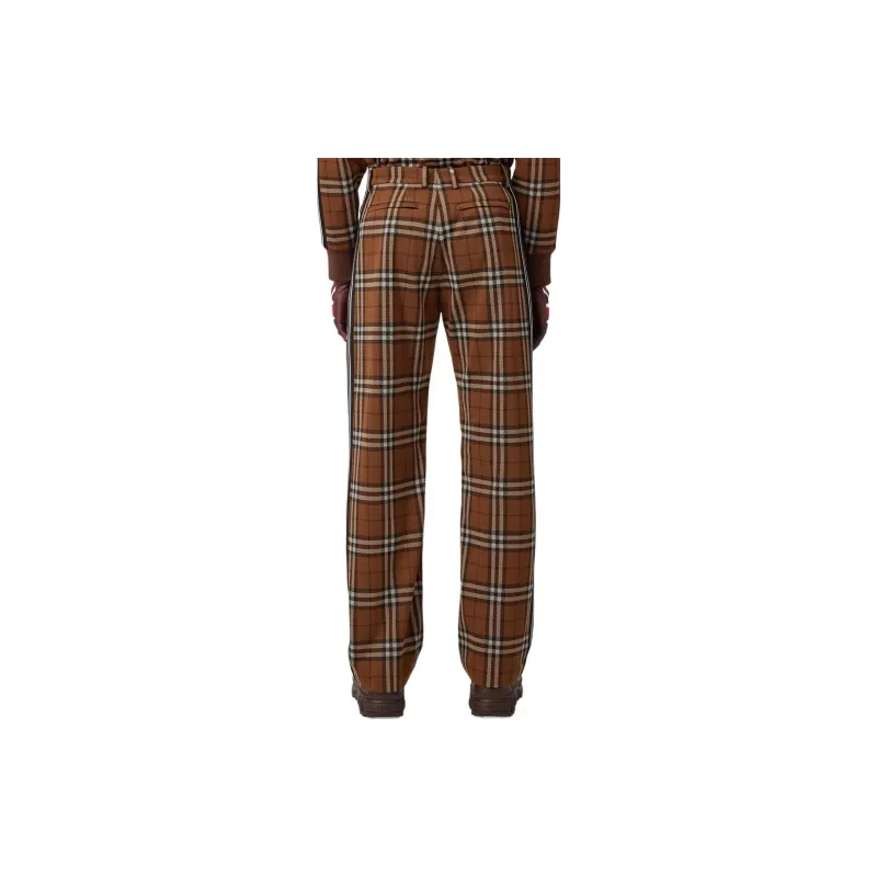 Burberry Side Stripe Check Jacquard Wide Leg Trousers-2