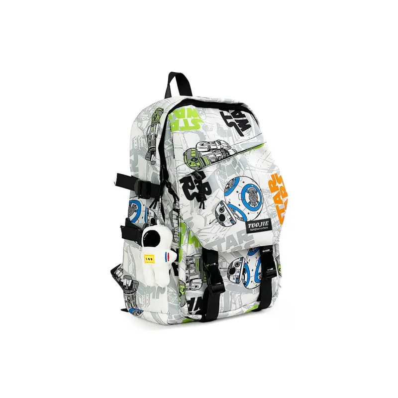 SURELAPTOP Nylon Backpack Unisex Black/Blue & White/Orange & White-32