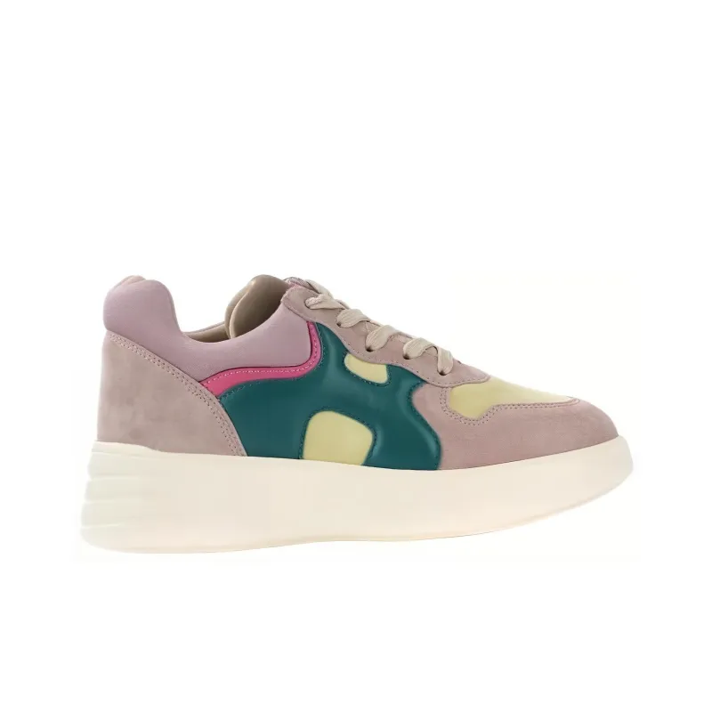HOGAN Rebel Slip-Resistant Low-Top Casual Shoes Women's Gray Green-3