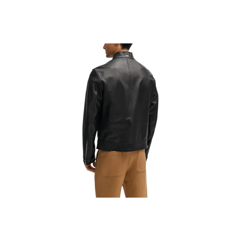 HUGO BOSS Zipped Leather Biker Jacket-3