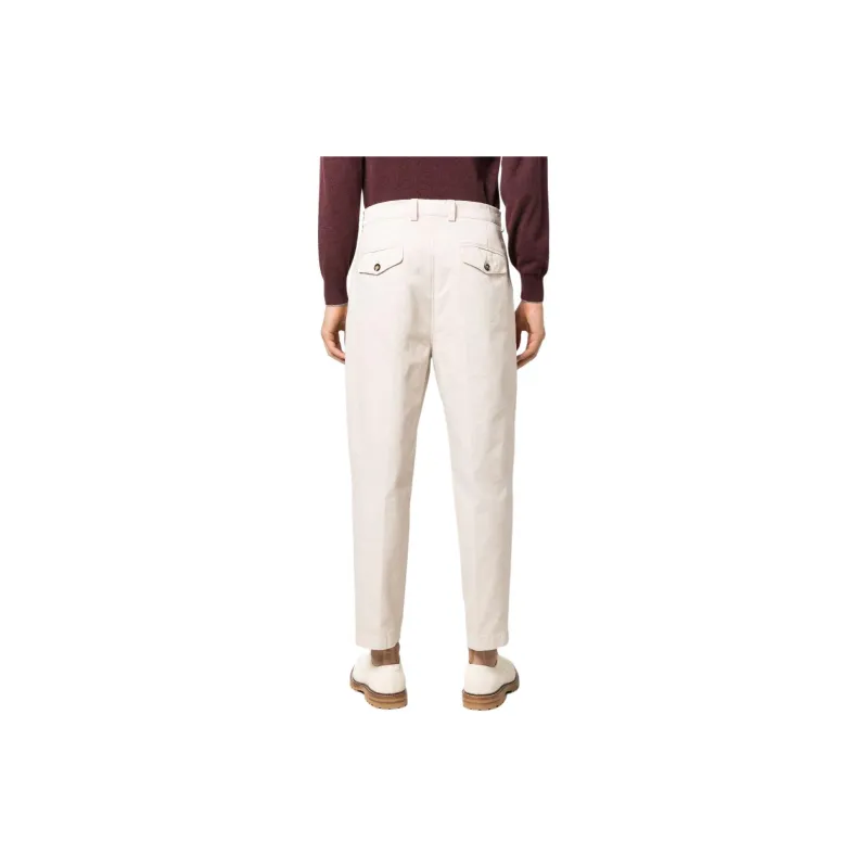 Brunello Cucinelli Mid rise Tapered Cotton Trousers-3
