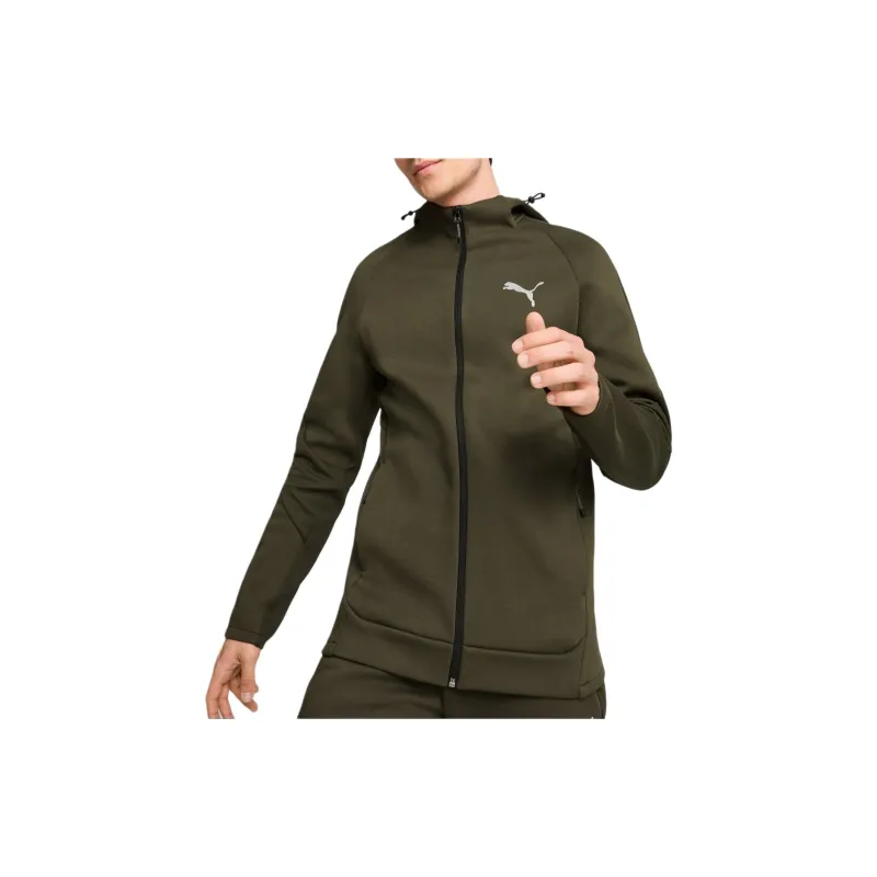 PUMA EVOSTRIPE Full Zip Hoodie Men Jackets & Coats Men's Dark Olive-4