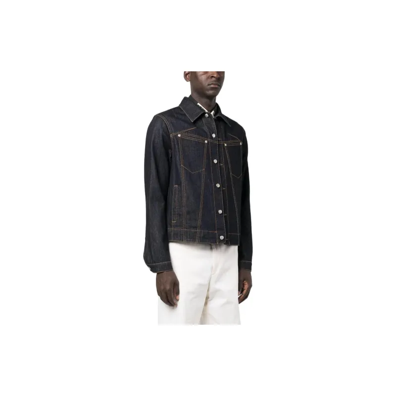 Alexander McQueen Denim Jackets Men Dark Blue-3