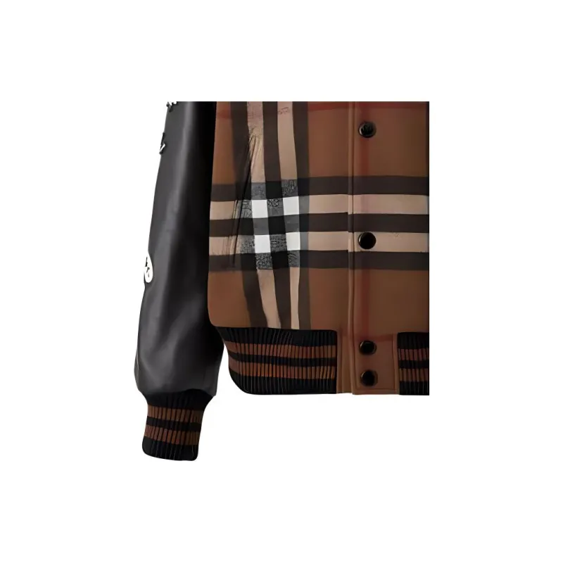 Burberry Checked Button-Up Bomber Jacket-5