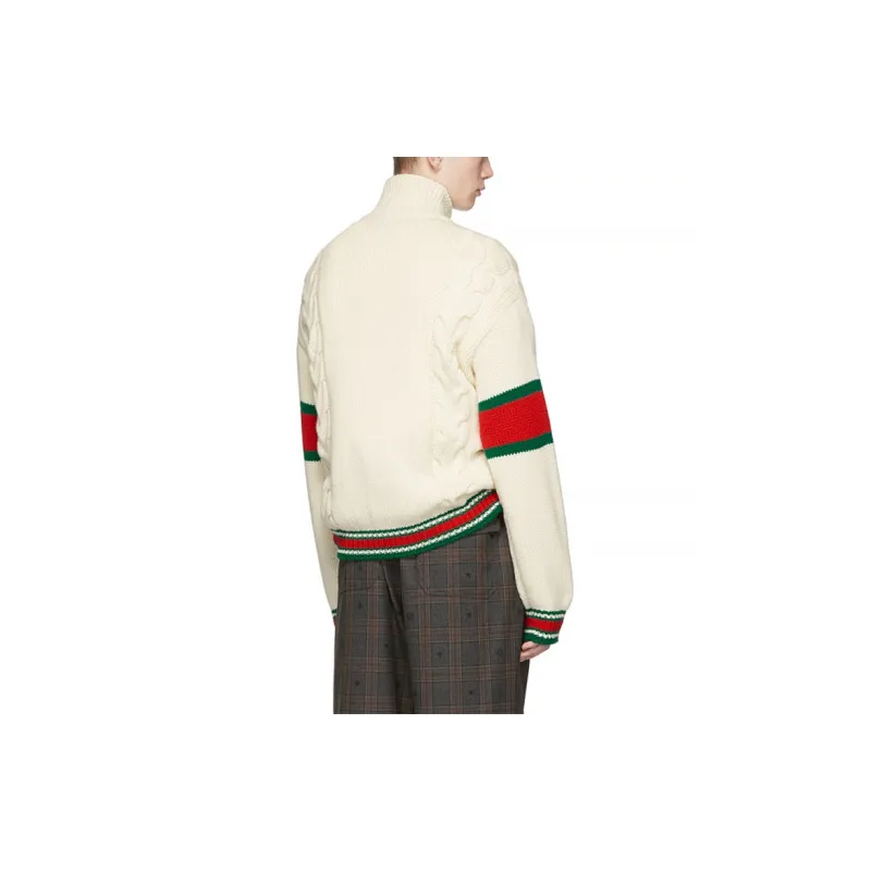GUCCI Cable Knit Bomber Jacket-2