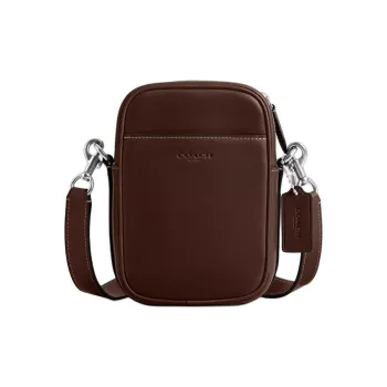 COACH Hitch Natural Grained Leather Crossbody Bag Shoulder Bag Medium Size Men's Maple