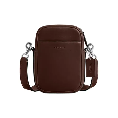 COACH Hitch Natural Grained Leather Crossbody Bag Shoulder Bag Medium Size Men's Maple