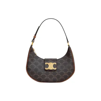 CELINE AVATriomphe Canvas With Calfskin Handbag, Shoulder Bag Regular Women's Brown