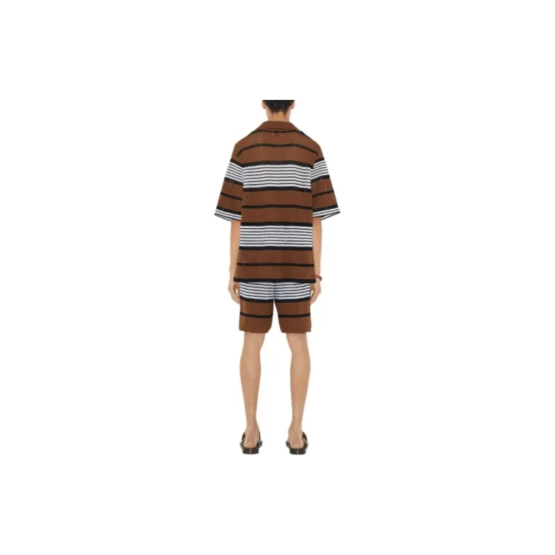 Burberry Short sleeve Stripe Print Nylon Oversized Shirt-2