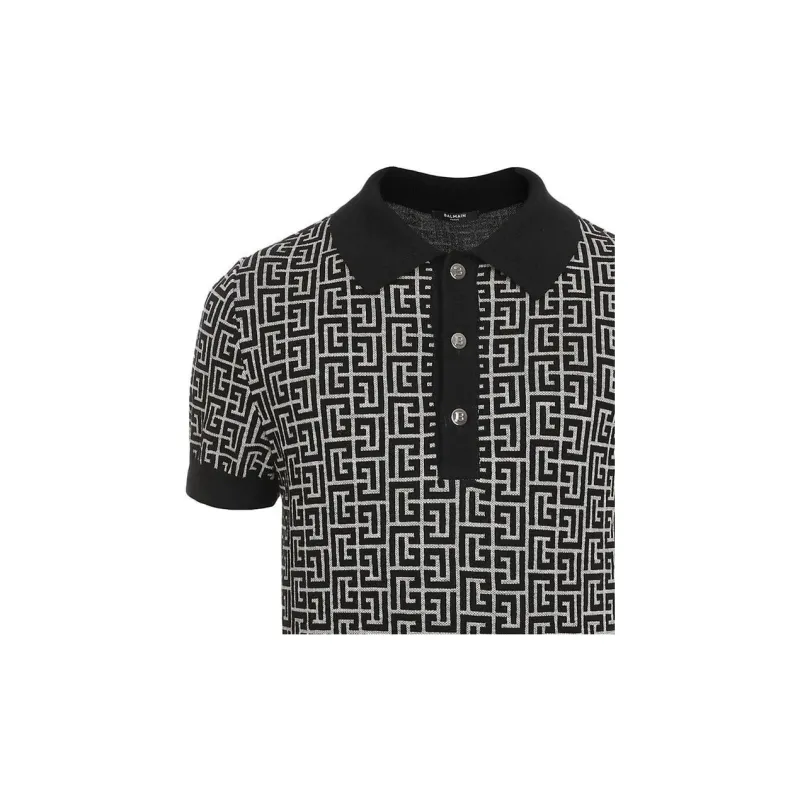 BALMAIN Pb Monogram Jacquard Polo Shirt-3