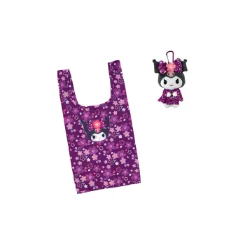 Sanrio Kuromi Charm Foldable Shopping Bag Dolls Plush Pendant 19cm Height