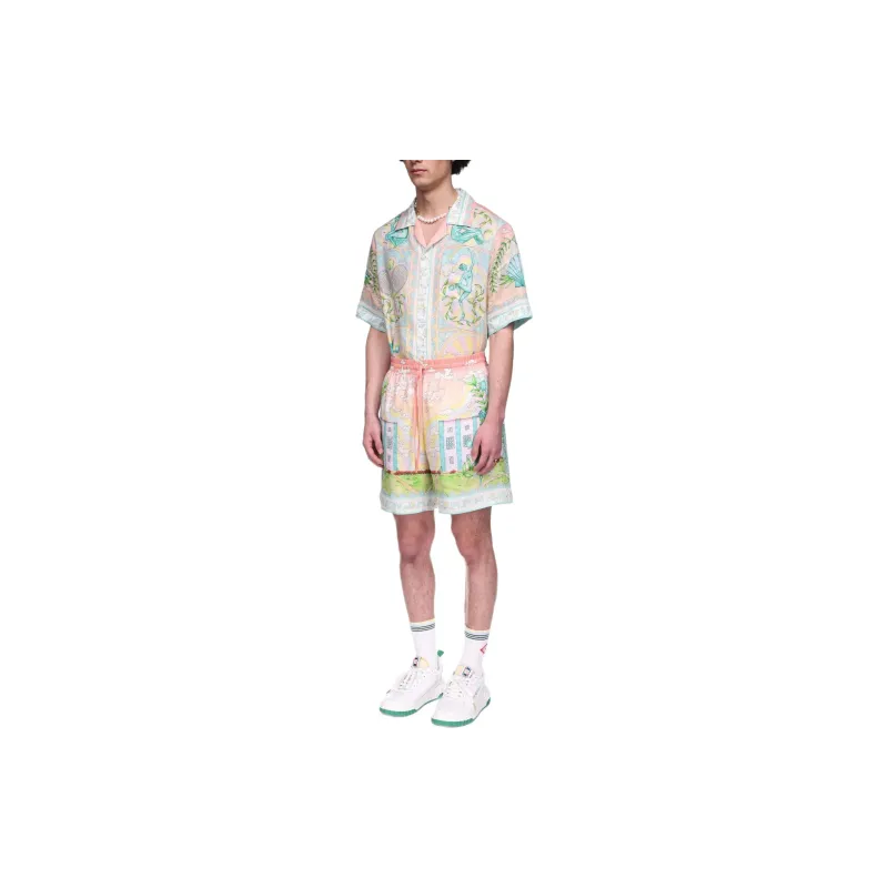 CASABLANCA Drawstrings Vase Linen Shorts-2