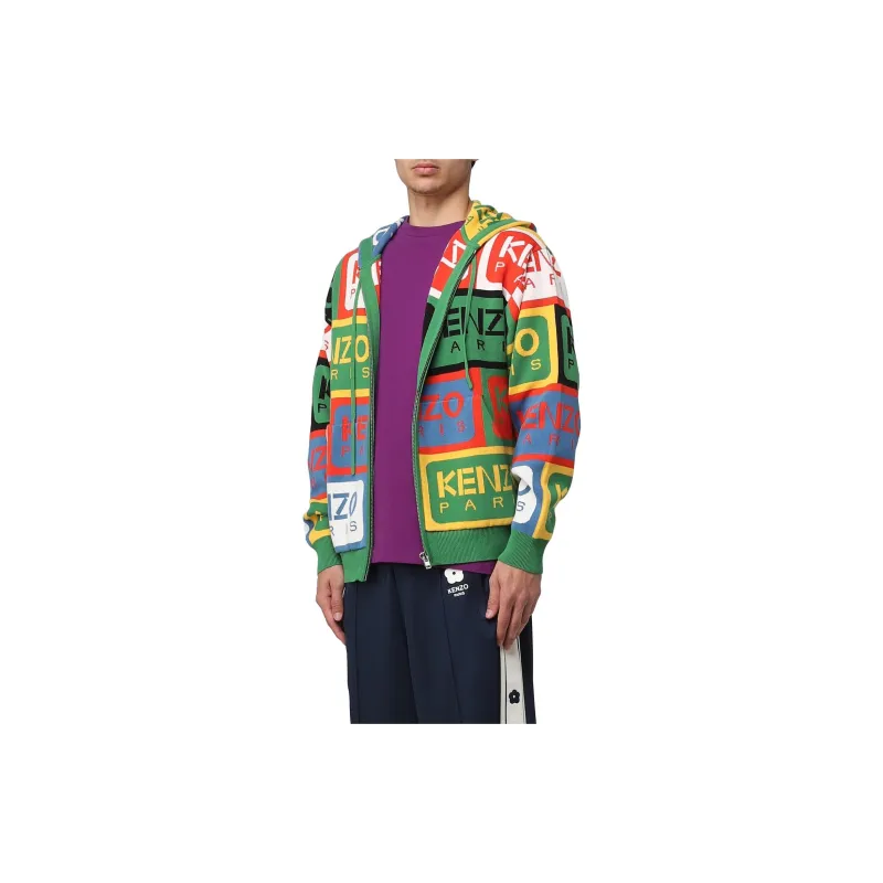 KENZO Zipped Drawstring Knitted Hoodie-3