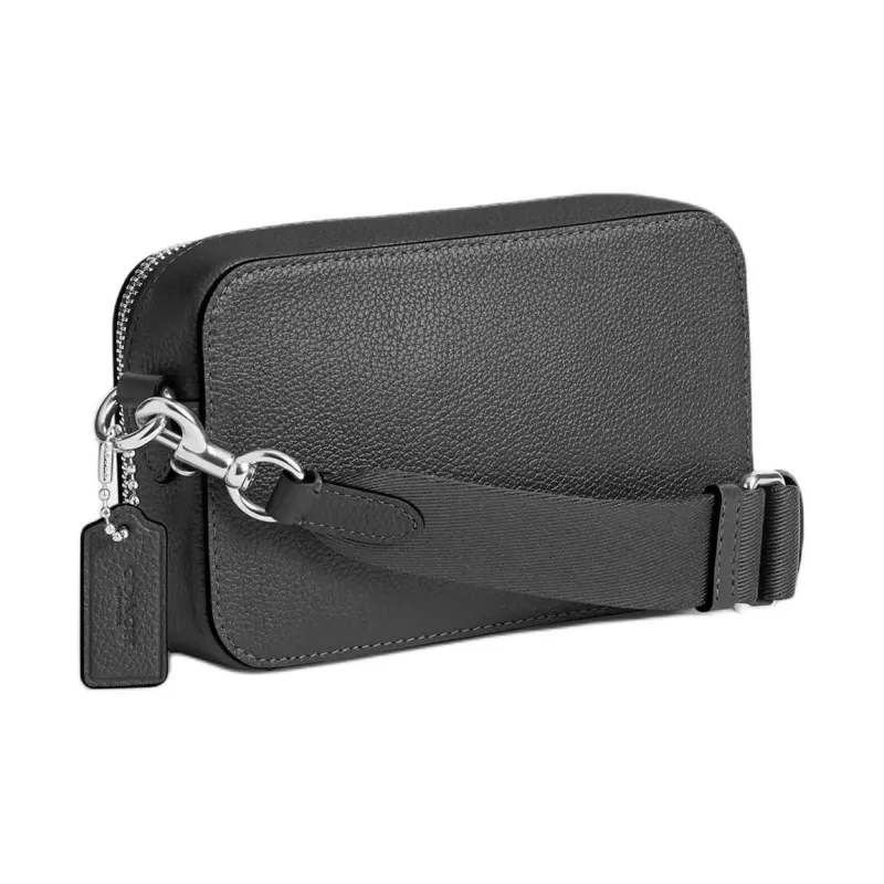 COACH Charter Polished Pebble Leather Crossbody Bag, Shoulder Bag Trumpets Men's Charcoal-2
