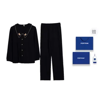 Floating Light Islands Pajama Set Women's Gift Box Set Black