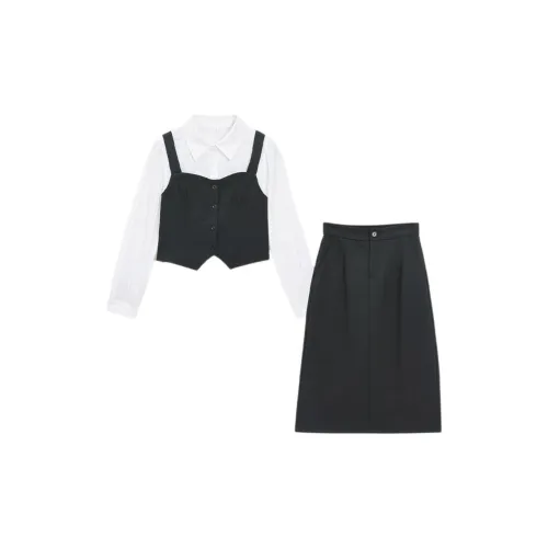 Love to serve Two Piece Skirt Sets Women's Black/White