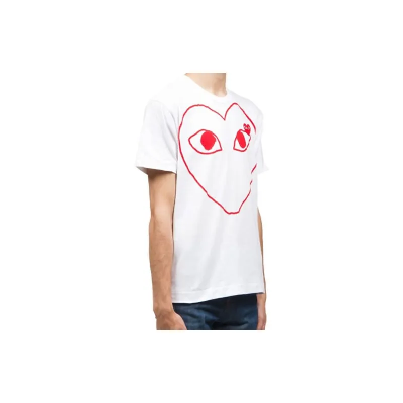 Comme Des Garcons Play Red Emblem Outline T shirt-3