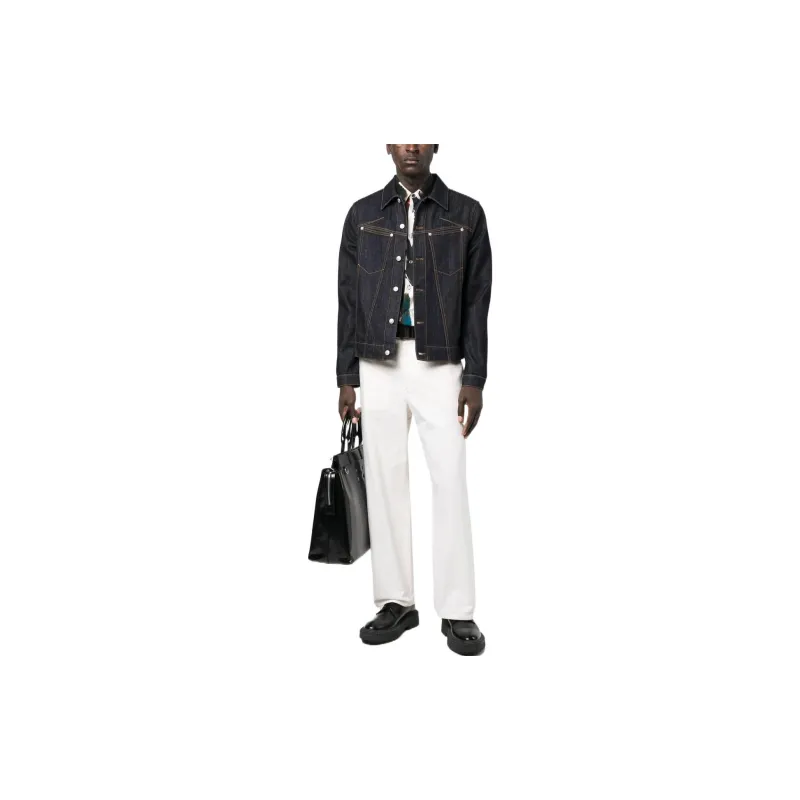 Alexander McQueen Denim Jackets Men Dark Blue-2