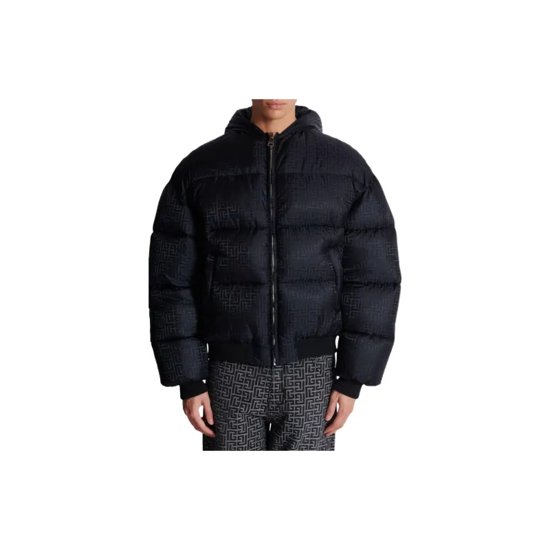 BALMAIN Pb Monogram Hooded Down Jacket-5
