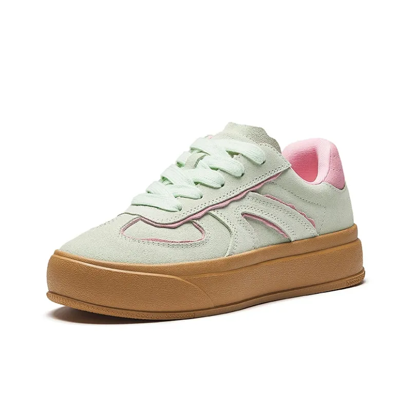Anta Life Collection Anti-Slip Wear-Resistant Low-Top Skateboard Shoes Women's Green Pink-1