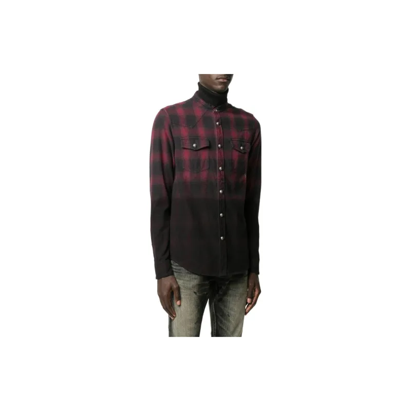 BALMAIN Shirts Men Black Red-3