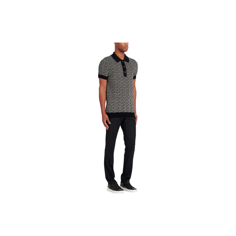 BALMAIN Pb Monogram Jacquard Polo Shirt-2