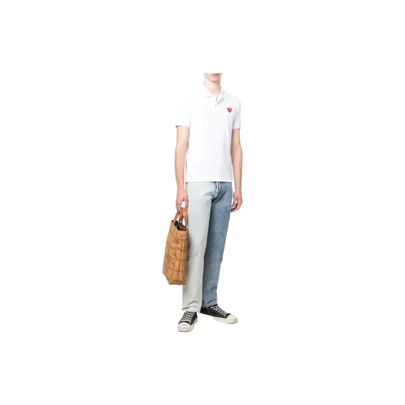 CDG Play Polo Shirts Men White-1