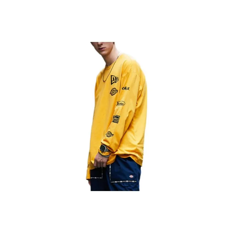 New Era x Dickies Crew Neck Loose Fit Long Sleeved T Shirt Unisex Yellow-1