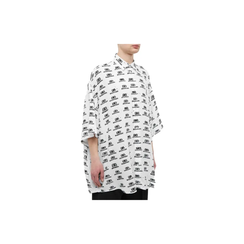 Balenciaga Hand Drawn Bb Icon Oversize Viscose Shirt-3