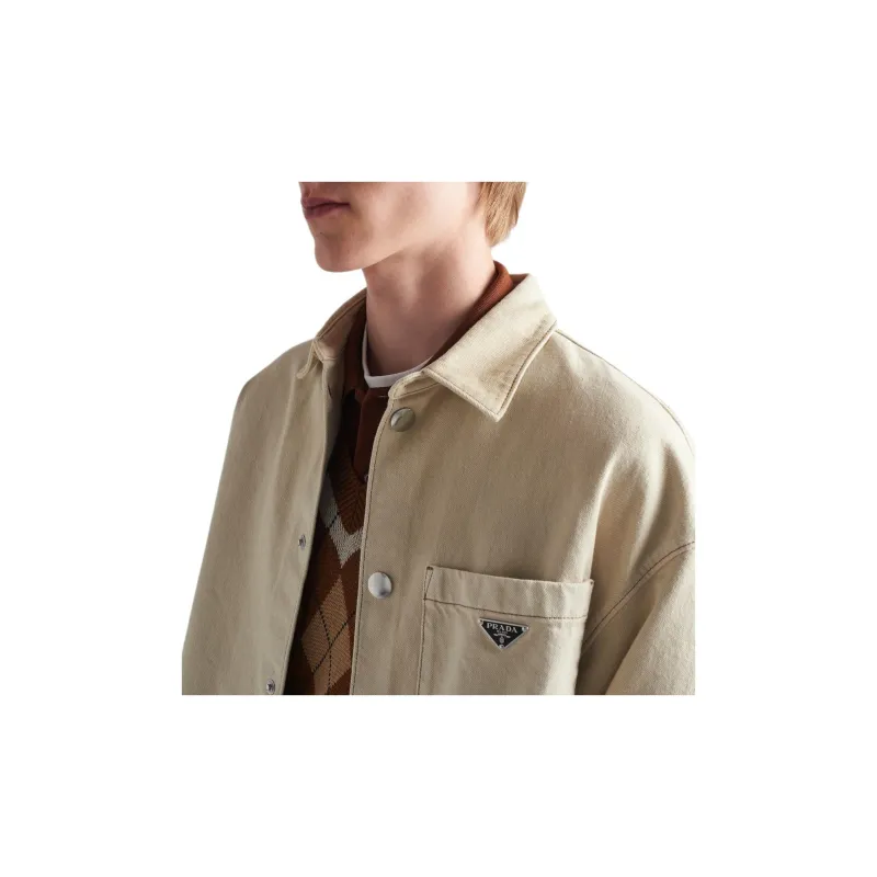 PRADA Logo plaque Denim Shirt-4
