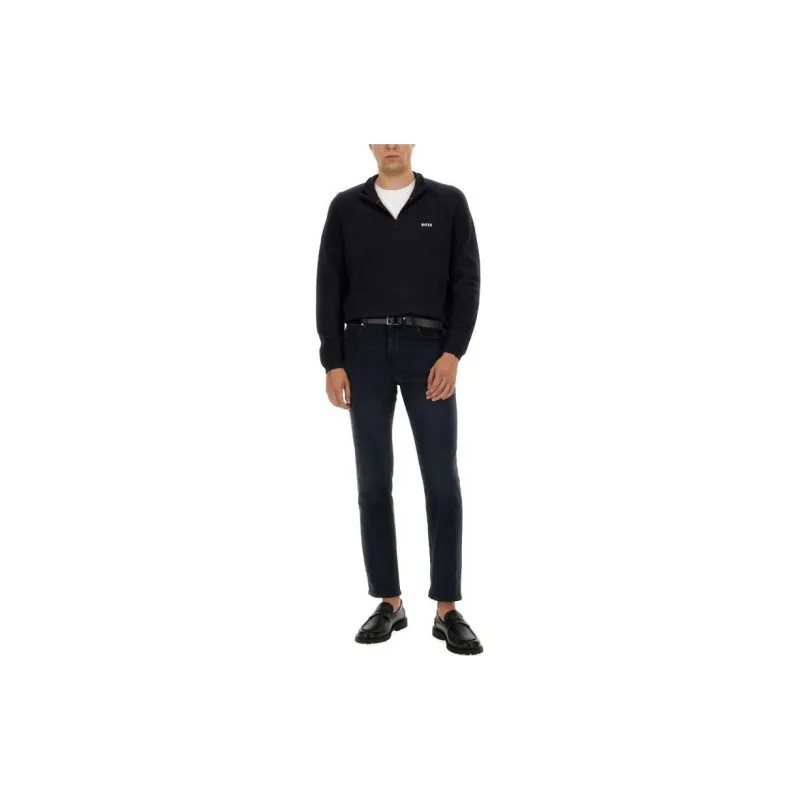 HUGO BOSS Logo Detailed Zip Neck Jumper-3