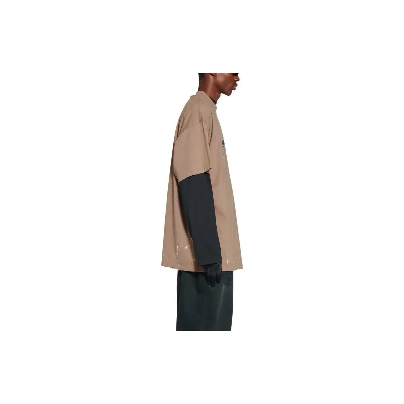Balenciaga T Shirt Men's Brown Loose Fit Style-3