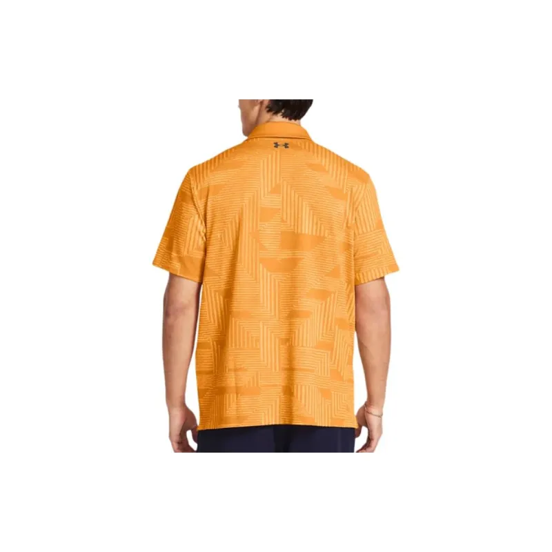 Under Armour Playoff Geo Polo Shirt Men's New Star Orange/White/Castle Stone-3