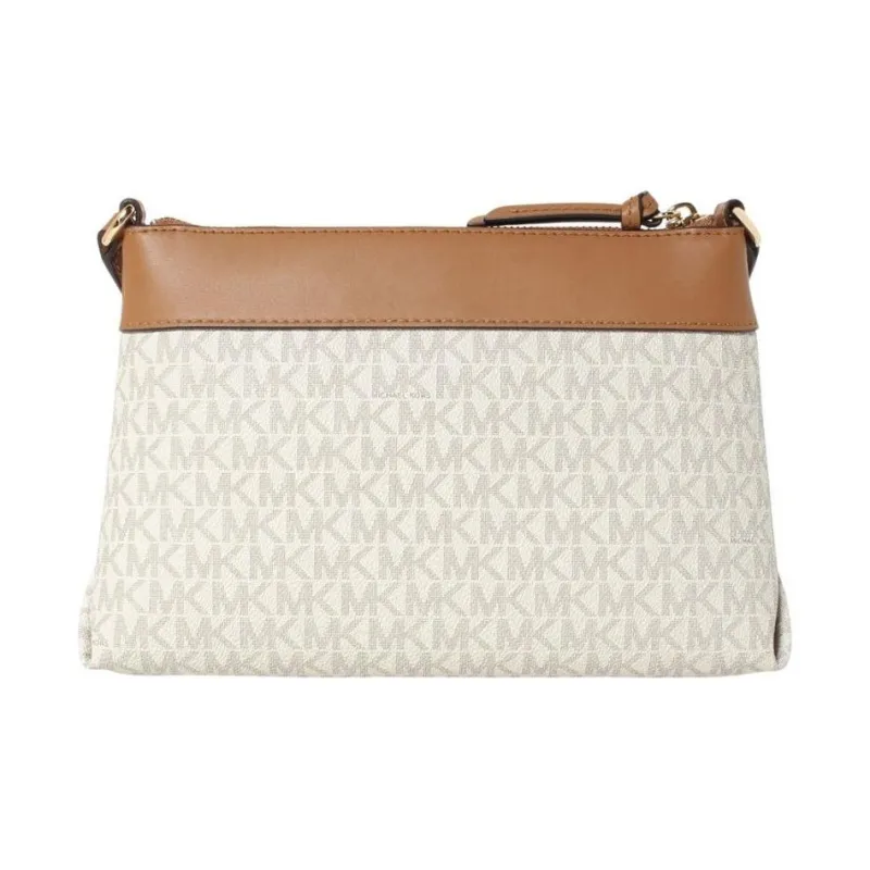 MICHAEL KORS PVC Coated Canvas Crossbody Bag Shoulder Bag Women's Vanilla White & Acorn Brown-2